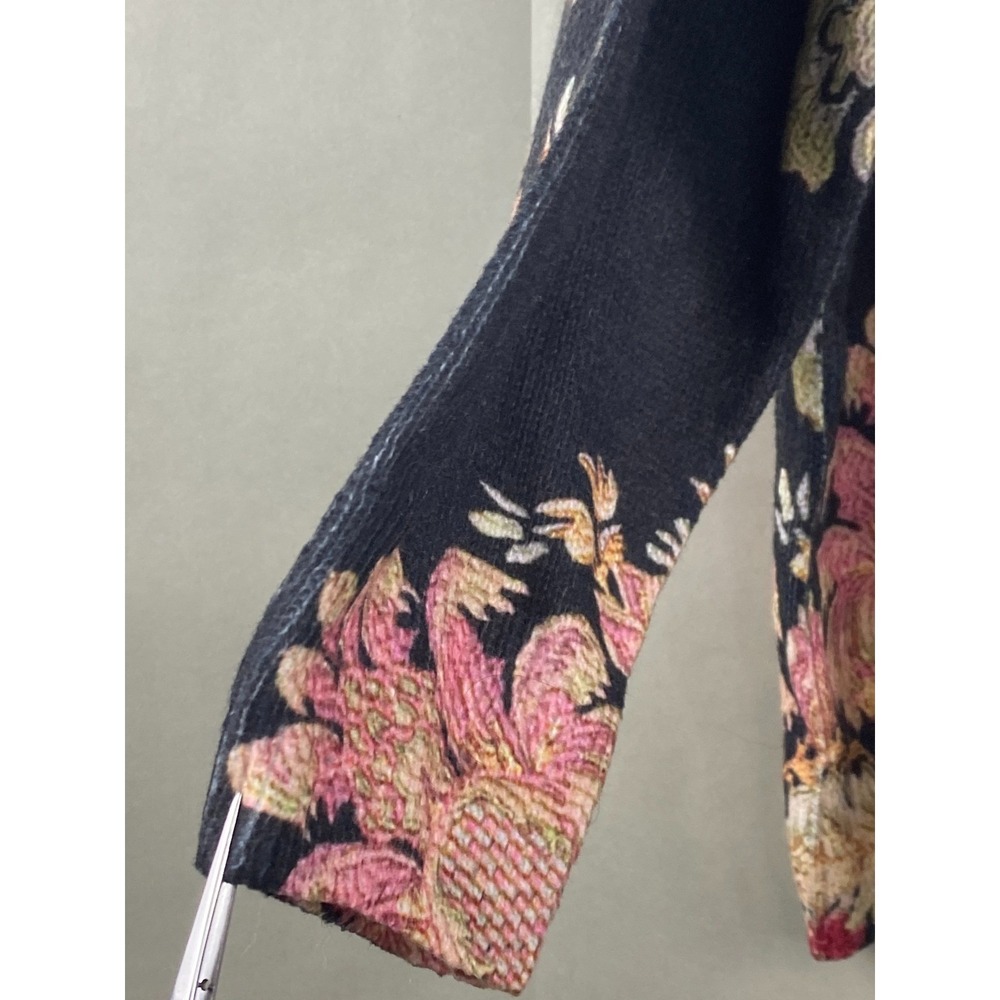 Women Tapestry Floral Mock Neck Sweater 2XL Black Knit Pullover Whimsigoth - Picture 5 of 9